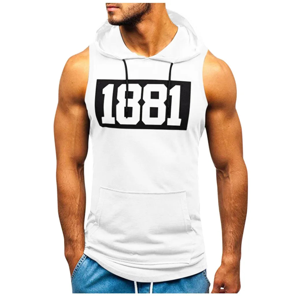 Camisetas sin mangas deportivas con capucha para hombre