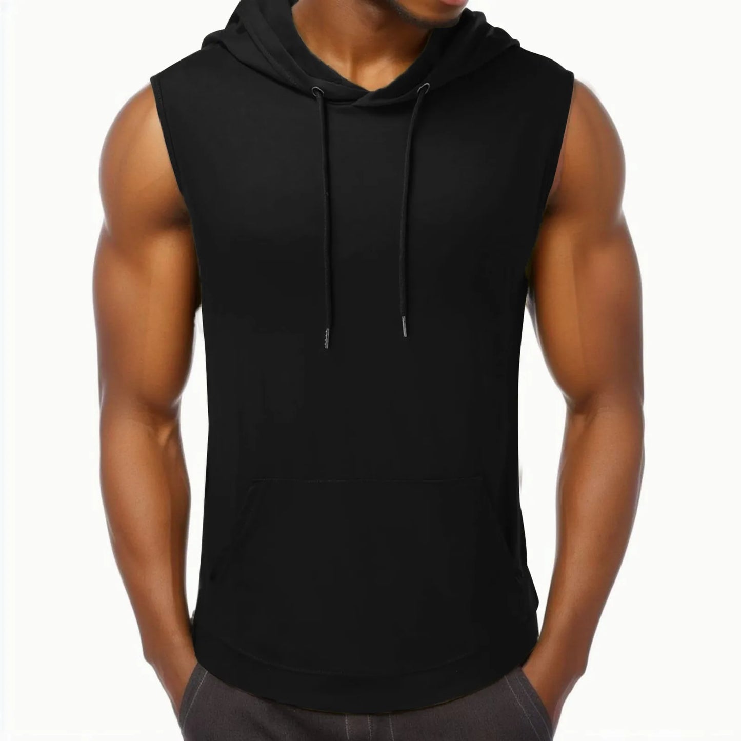 Camisetas sin mangas deportivas con capucha para hombre