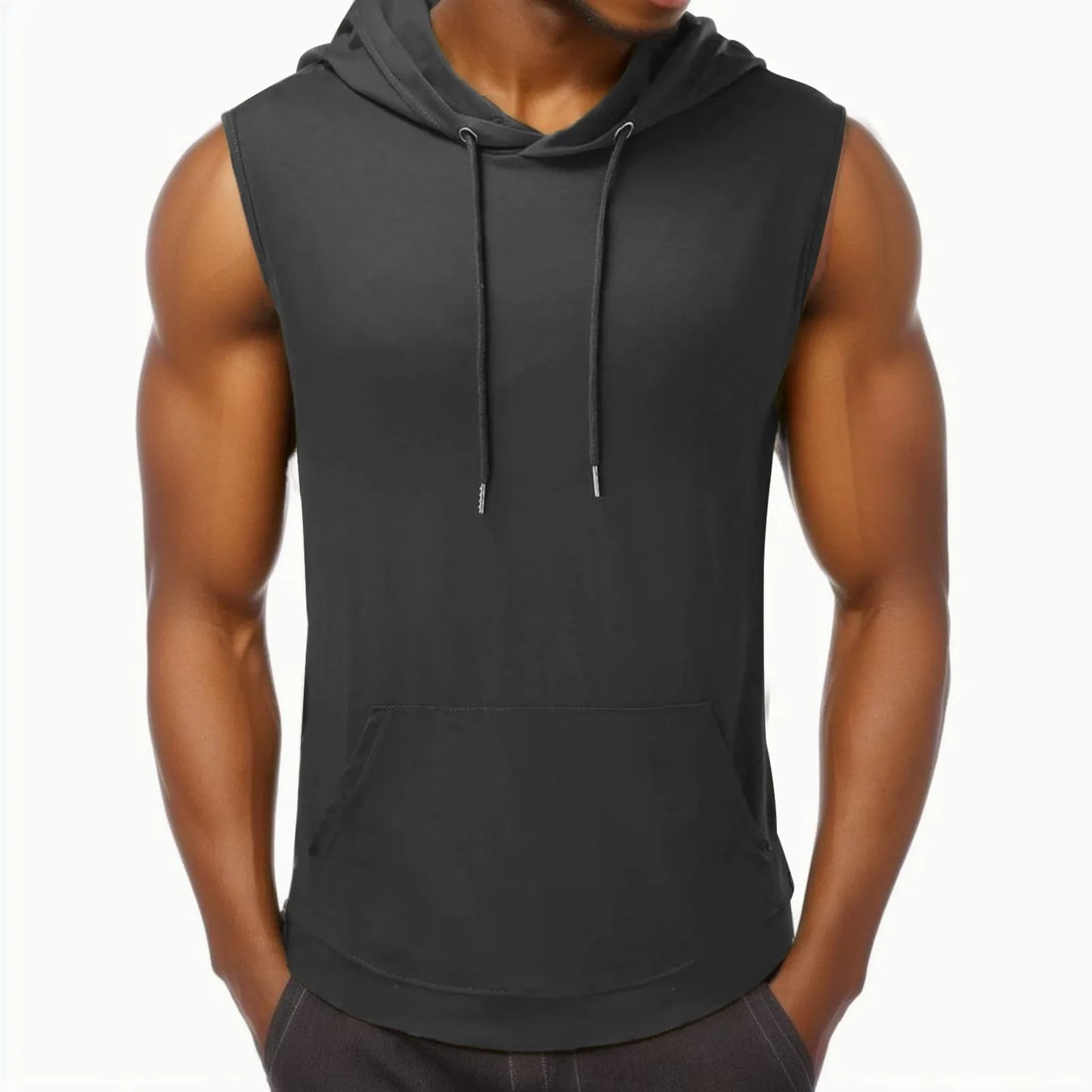 Camisetas sin mangas deportivas con capucha para hombre