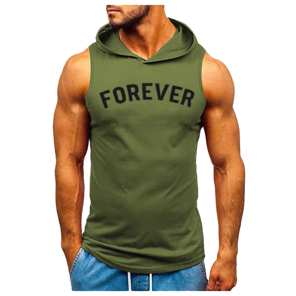 Camisetas sin mangas deportivas con capucha para hombre